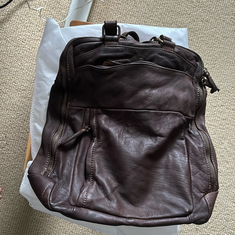 Dark Brown Leather Backpack